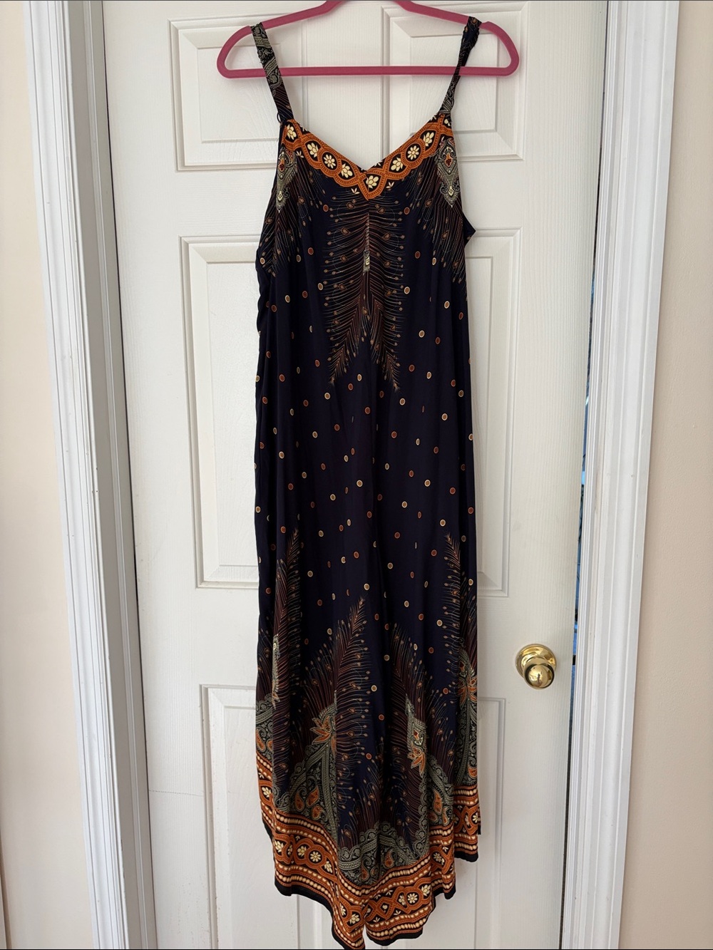 BloomChic Black Jumpsuit with Orange Paisley Accents - Picture 2 of 6
